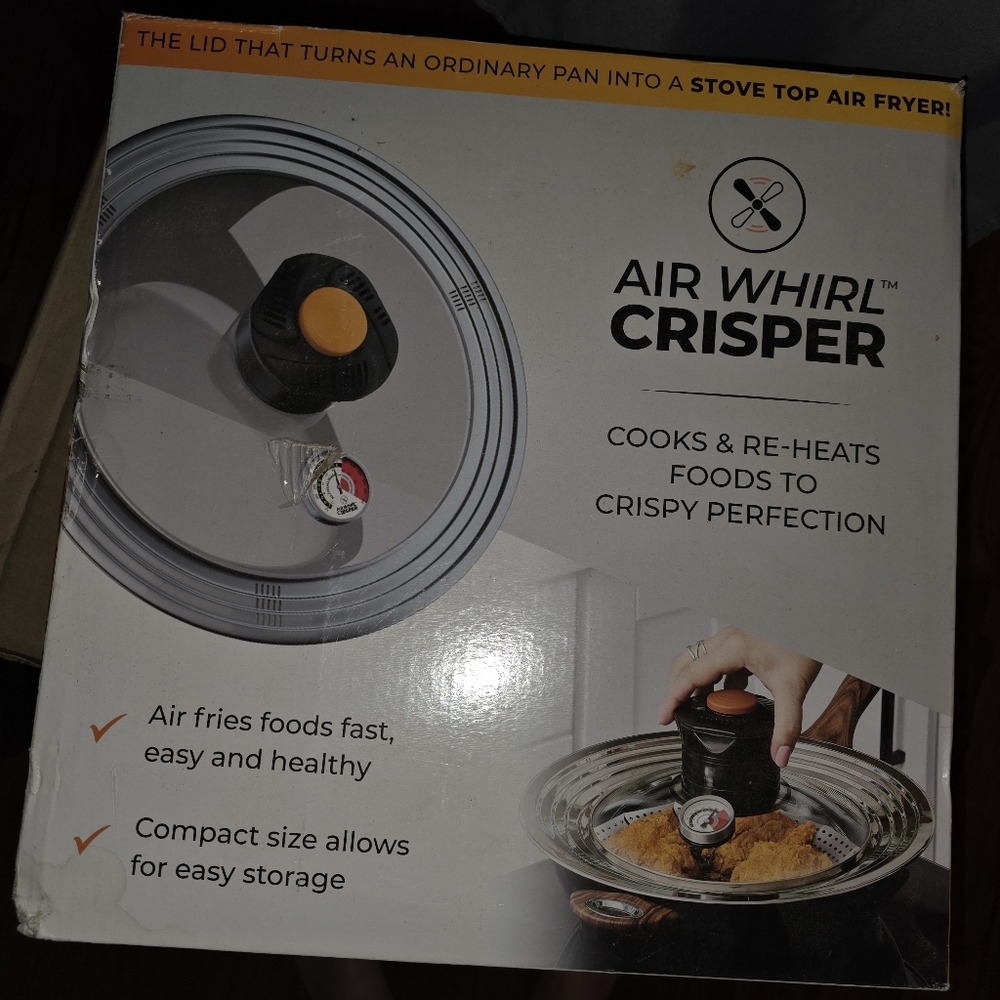 NEW!! Air Whirl Crisper turn an ordinary pan into a stove top air fryer